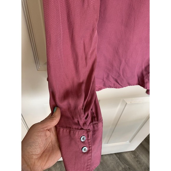 VALERIE STEVENS 100% Silk Blouse button front pink size Large - Picture 8 of 11